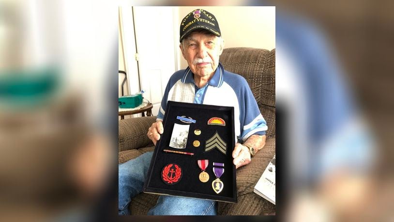 Charles Sexton, an Army veteran from Middletown who served during World War II, turned 100 years old today. The 1938 Middletown High School graduate earned a Purple Heart. RICK McCRABB/STAFF