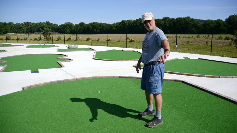 Kim Nuxhall, chair of the Joe Nuxhall Miracle League board, said the mini-golf course designed for the 150 children and adults that baseball play at the field is set to open by the end of July. The Miracle League Field is a tribute to the late Joe Nuxhall, who dedicated much of his life to helping disabled children and adults. MICHAEL D. PITMAN/STAFF