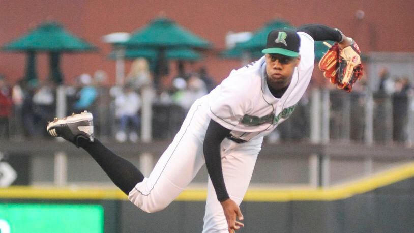 Dragons pitcher Hunter Greene went 2.1 innings in his second start. Dayton defeated visiting South Bend 4-1 at Fifth Third Field on Wed., April 18, 2018. MARC PENDLETON / STAFF