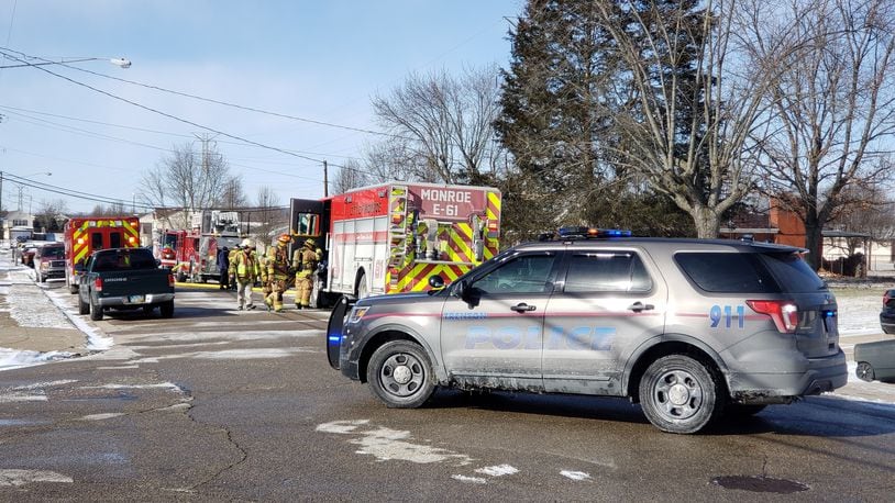 Crews from Trenton, Middletown, Monroe and St. Clair Twp. responded to the report of a fire at the single-family home in the 400 block of Aberdeen Dr. in Trenton on Wednesday, Jan. 30, 2019. NICK GRAHAM / STAFF