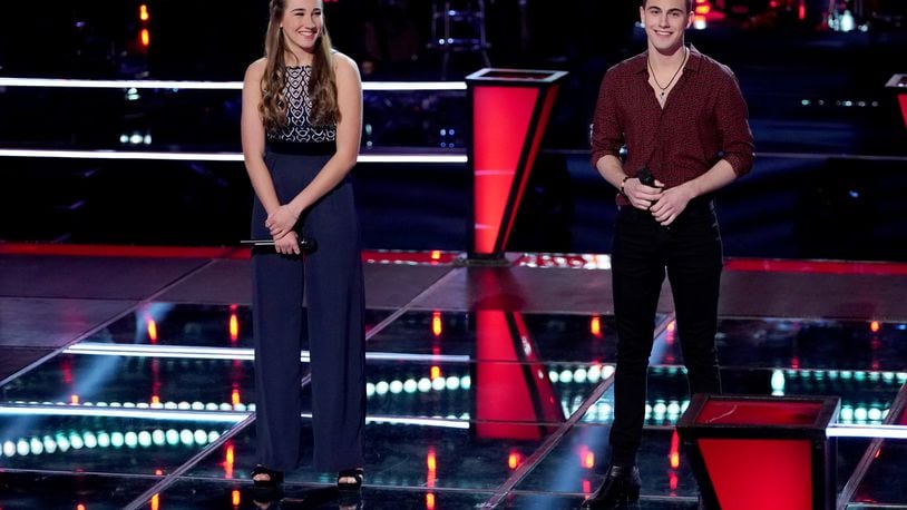 Allegra Miles and Michael Williams performed a duet on the March 23, 2020 episode of NBC’s “The Voice.” Miles got the win, but Williams was saved by mentor Nick Jonas to come back and compete in the new Four-Way Knockout against the other coaches’ saved artists (PHOTO: Tyler Golden/NBC)