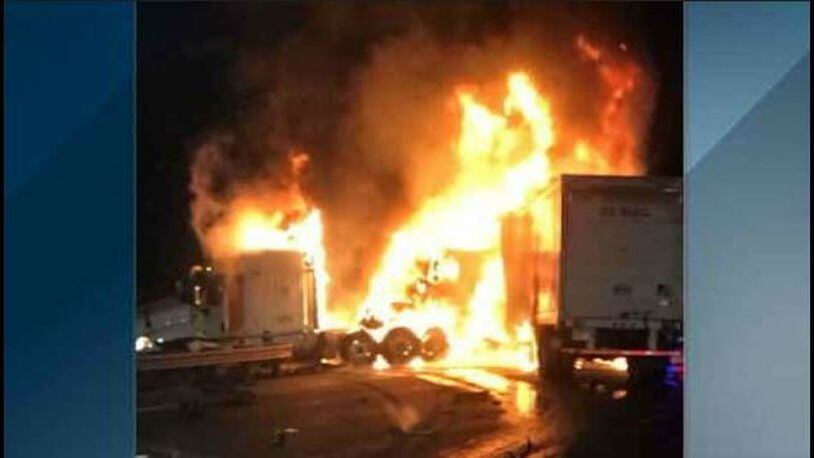 A USPS semitrailer caught fire in north Florida early Friday.