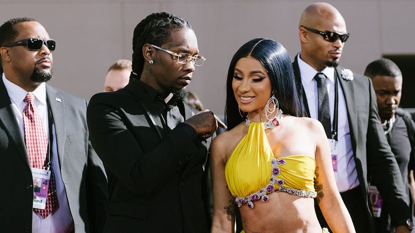 Offset and Cardi B arrive at the 2019 Billboard Music Awards at MGM Grand Garden Arena on May 01, 2019 in Las Vegas, Nevada.