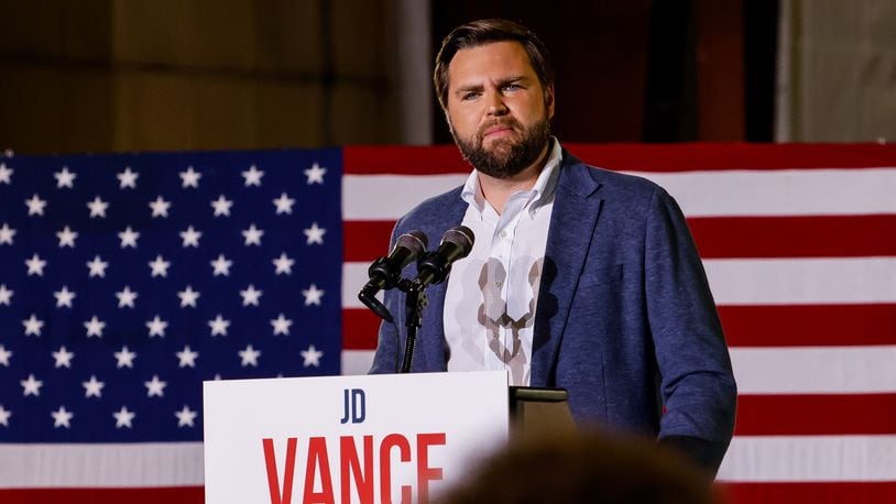 Middletown native J.D. Vance announced his bid for U.S. Senate during an event at Middletown Tube Works with over 400 people in attendance Thursday, July 1, 2021 in Middletown. NICK GRAHAM / STAFF