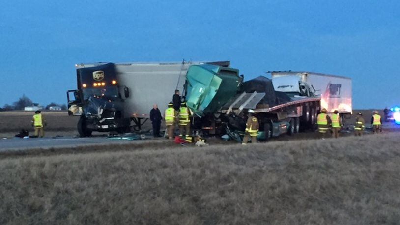 A semitrailer driver was killed on Monday, Feb. 13, in a crash involving four other semitrailers on Interstate 70 West in Preble County, near the Ohio-Indiana state line. Theodore A. Stocker, 41, of Cherryville, Missouri, died at the scene, according to the highway patrol. DeAngelo Byrd/Staff