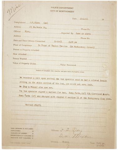 Rosa Parks Police Report