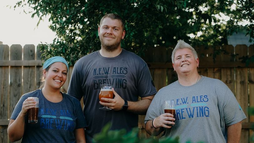 The trio behind N.E.W. Ales Brewing in Middletown are Wes and Nikki Heupel and friend Beth O’Harra, who have already developed five craft beers. CONTRIBUTED