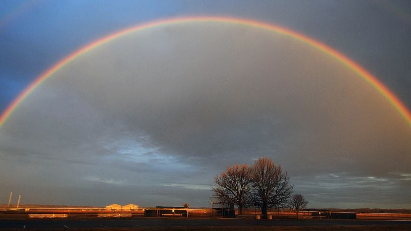 What may be the last rainbow of 2022 over Wright Patterson Air Force Base Friday Dec. 30, 2022. MARSHALL GORBY\STAFF