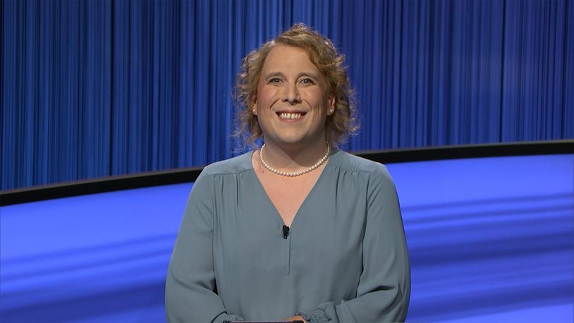 Amy Schneider, a native of Dayton who lives in Oakland, California, during her recent, long run as "Jeopardy" contestant. (Jeopardy Productions, Inc./TNS)
