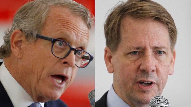 Candidates for Ohio governor Mike DeWine and Richard Cordray  TY GREENLEES / STAFF