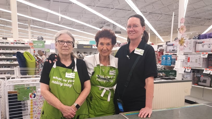 The 101-year-old Jayne Burns works at Jo-Ann Fabric in Mason, and her co-workers say her energy is contagious. CONTRIBUTED