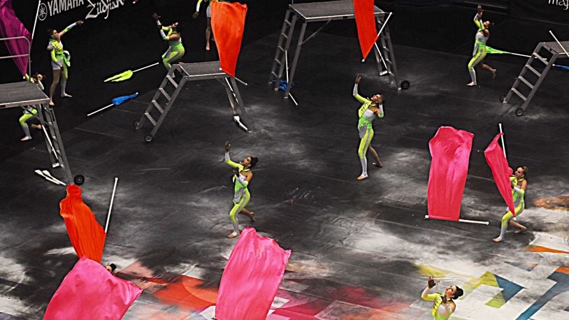 Miamisburg High School performs in the color guard portion of the Winter Guard International world championships at UD Arena on Thursday, April 6, 2017. The color guard portion finishes today, and percussion and winds competitions will take place lated this month in Dayton. MARSHALL GORBY / STAFF