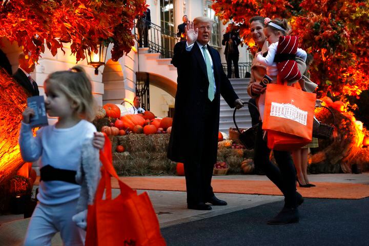 Photos: President Trump, first lady Melania Trump welcome children to White House for Halloween