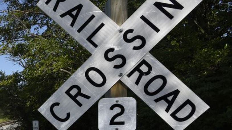 A CSX train is blocking the Hamilton railroad crossing