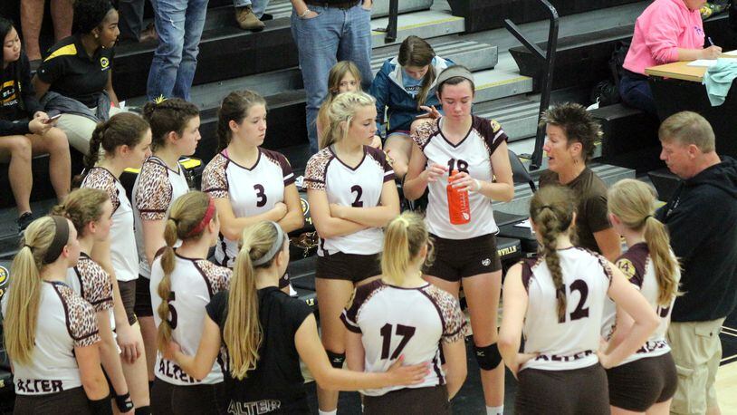 The Alter High School girls volleyball team defeated Fenwick in five sets Thursday night to advance to the Division II regional finals on Saturday vs. Kenton Ridge. FILE PHOTO