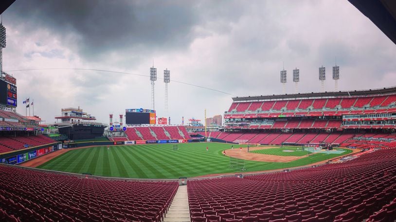 The scene on Opening Day before a game between the Reds and Cardinals on Thursday, April 1, 2021, at Great American Ball Park in Cincinnati. David Jablonski/Staff
