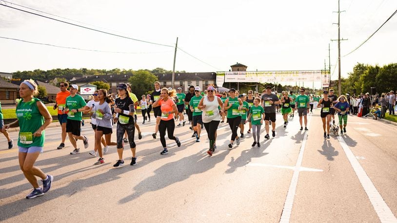 Gone for two years, the Shamrock Shuffle race and post-race block party in West Chester Twp. returns March 16, 2024. Pictured is the start of the 2021 race. CONTRIBUTED