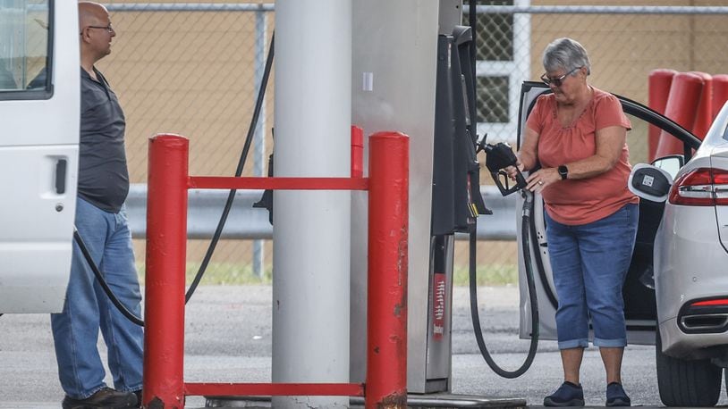 Dayton commuters fill-up at the Speedway at the intersection of Woodman Dr. and Burkhardt Rd. in Riverside Thursday October 6, 2022. Gas price across Ohio have jumped primarily because of refinery incidents that have occurred over the last month and a half. JIM NOELKER/STAFF