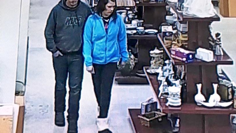 West Chester police are asking the public to help identify a man and a woman who are suspected for allegedly stealing jewelry last month from the West Chester Antique Center, 4924 Union Centre Pavilion Drive. PROVIDED BY WEST CHESTER POLICE
