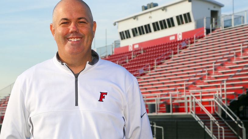 Fairfield athletic director Mark Harden poses for a photo at Fairfield Stadium on Nov. 2, 2016. He’s expected to receive school-board approval Wednesday as Sycamore’s new athletic director. GREG LYNCH/STAFF