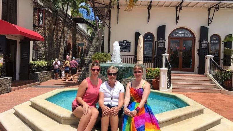 Franklin resident Jenna Tardiff (left) is pictured with her grandmother, Verna Gibson (middle) and mother, Linda Moore. The group is traveling on a Royal Caribbean cruise ship that had to change course due to Hurricane Irma. They are pictured here in Puerto Rico on Sept. 2. CONTRIBUTED