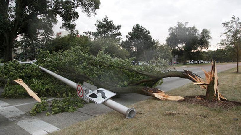 Severe storms moved through the area Friday, June 29, causing major damage and power outages. A tree and light pole were blown over near Patterson Blvd.