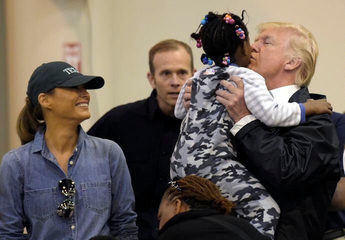 President Trump, first lady visit with Harvey victims