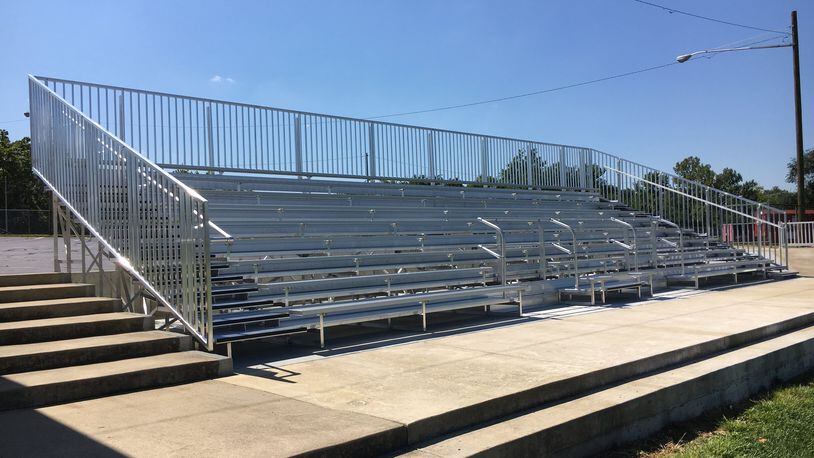 St. John XXIII Catholic School will debut its new bleachers at Ed Dobrozi Field on Friday for a back to school movie night. The bleachers were part of a fundraising drive this year by the school which replaced the old aging bleachers. The project was partially funded with a $10,000 challenge grant from the Middletown Community Foundation. ED RICHTER/STAFF