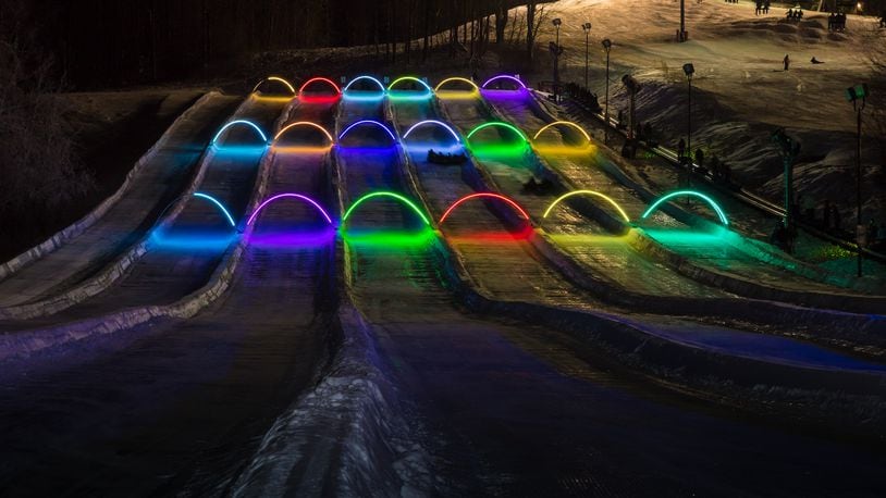 Beginning on Dec. 13, Snow Trails in Mansfield offers glow tubing.