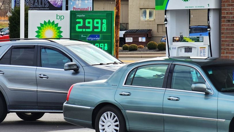 A BP gas station in Hamilton had unleaded fuel for $2.99 a gallon on Dec. 2, 2022. NICK GRAHAM/STAFF