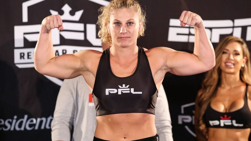Middletown native Kayla Harrison, undefeated in four professional fights, will fight Morgan Frier, 4-2, in the lightweight co-main Professional Fighters League event July 11 in Atlantic City. RYAN LOCO/PFL