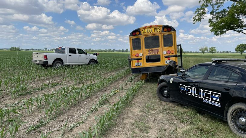 Police chased a person at the wheel of a stolen school bus for miles, across multiple county lines, before the chase ended in Shelby County, Ind., according to Indiana State Police. CONTRIBUTED
