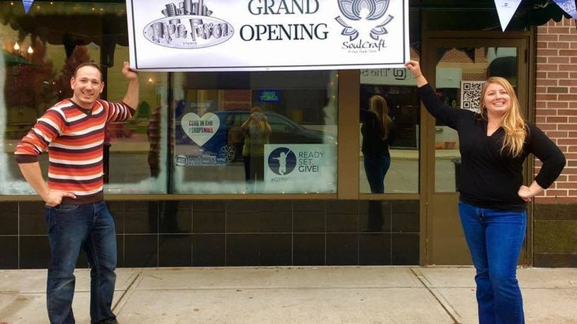 Haute Fusion Studio owner and instructor John Ferrando and SoulCraft owner Lauren Matus stand outside the Middletown storefront at 1050 Central Ave. that is now home to their two businesses.
