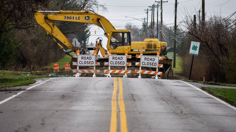 Cincinnati-Dayton Road is closed between Stillpass Way and Summerlin Boulevard in Liberty Township for a culvert replacement. The road is expected to be closed until mid-April. NICK GRAHAM / STAFF