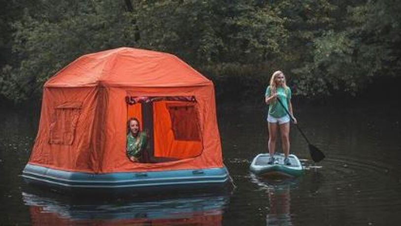 This floating tent, manufactured by SmithFly, which is located in Troy, is one of the prizes offered in the Tour de Way competition. It sells for $2,000. PROVIDED