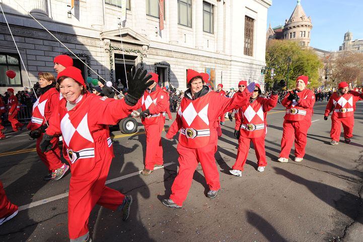 Red Mighty Morphin Power Ranger Balloon Takes Flight At The 89th Annual Macy's Thanksgiving Day Parade