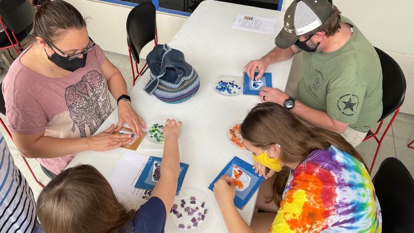 Dozens of people attended an event on April 10 to created butterflies for the “Wings of Hope” project at the Fitton Center for Creative Arts. The project will create a mural of many butterflies at the center. CONTRIBUTED