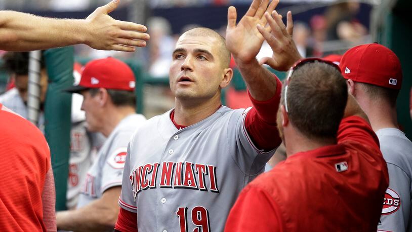 The Reds’ Joey Votto is hitting .304. (AP Photo/Mark Tenally)