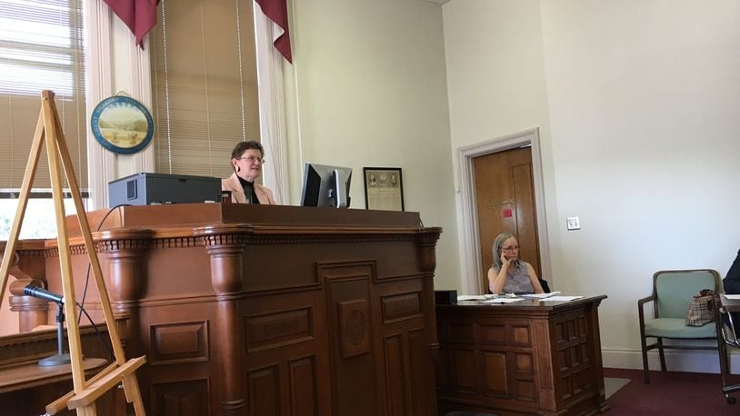 Butler County Magistrate Pat Wilkerson presides over the new Family Treatment Drug Court with program coordinator Jolynn Hurwitz in the Historic Courthouse in Hamilton.