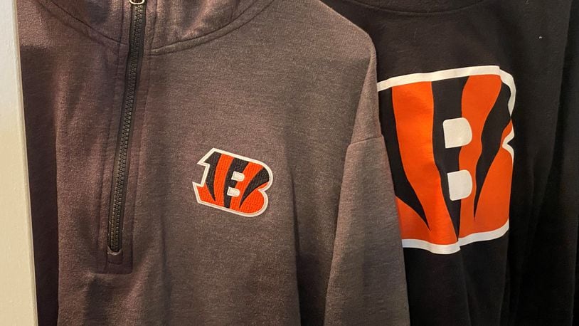 These Cincinnati Bengals clothing items have been banished to the closet on game days after the Bengals lost games this season while their owner, Ben McLaughlin, wore them. It's just one example of game day superstitions that abound for sports fans. CONTRIBUTED