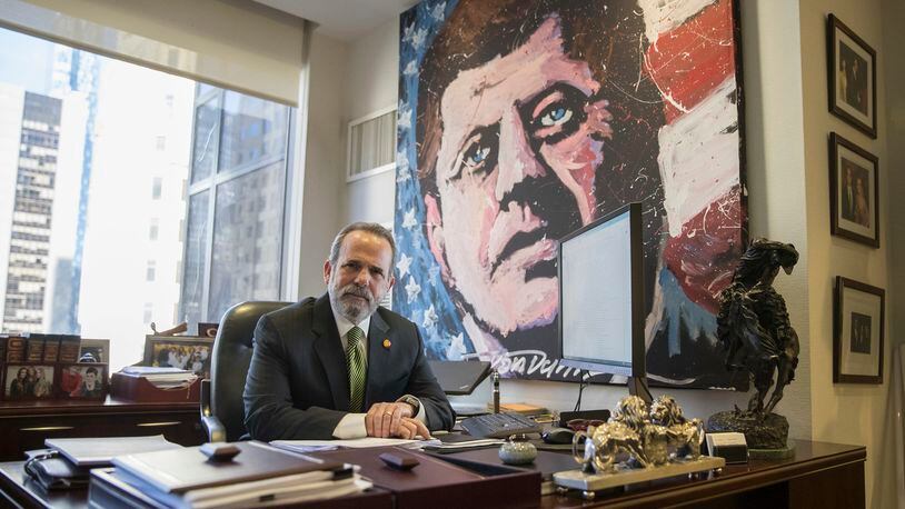In this Friday, Feb. 17, 2017, photo, Trump Hotels CEO Eric Danziger poses for a portrait in his office at Trump Tower in New York. The Trumps are launching a new hotel chain in a bold expansion of a company that critics say is already too big and opaque for an owner who sits in the Oval Office. Called Scion, the aim is to open dozens in the next three years. (AP Photo/Mary Altaffer)