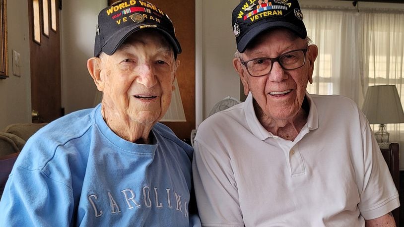 Earl "Larry" Reynolds, left, and Donald Saylor, both Wirld War II veterans, will serve as Grand Marshall's in the Middletown Memorial Day parade. Reynolds serve in the Army and Saylor served in the Navy. NICK GRAHAM / STAFF