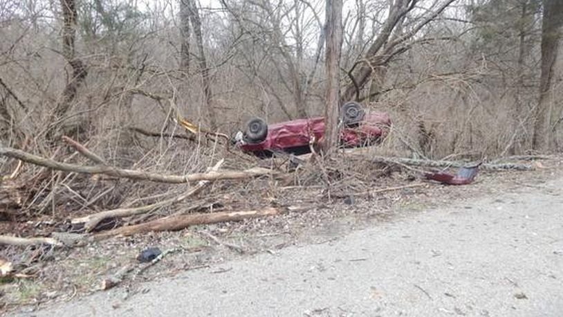 A rollover crash left a car upside down in the woods off an Indiana rural road this week with a Talawanda High School student dead at the scene, according to Indiana State Police. Freshman Bryce Hizer’s death has stunned the Oxford school community and grief counselors will be available to students when classes resume at the high school Monday. (Provided Photo/Journal-News)
