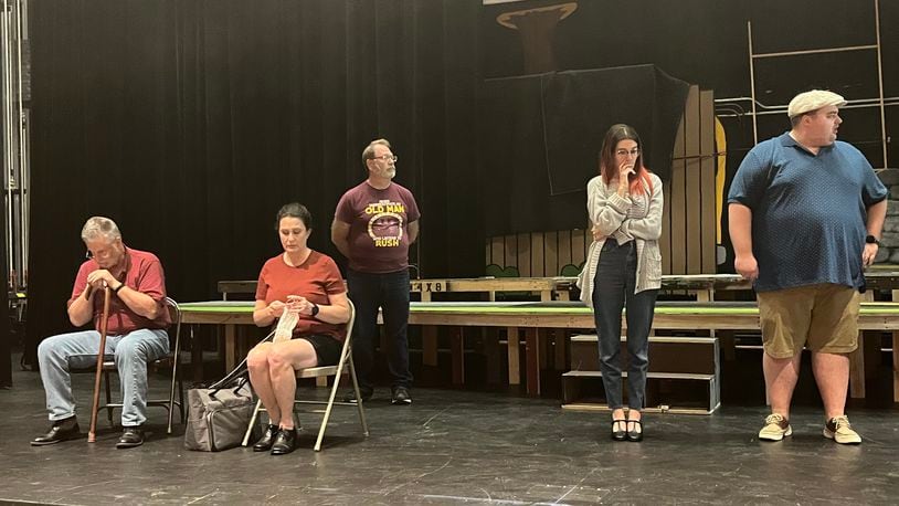 Left to right: "And Then There Were None" cast members rehearse the upcoming Fairfield Footlighters show. CONTRIBUTED
