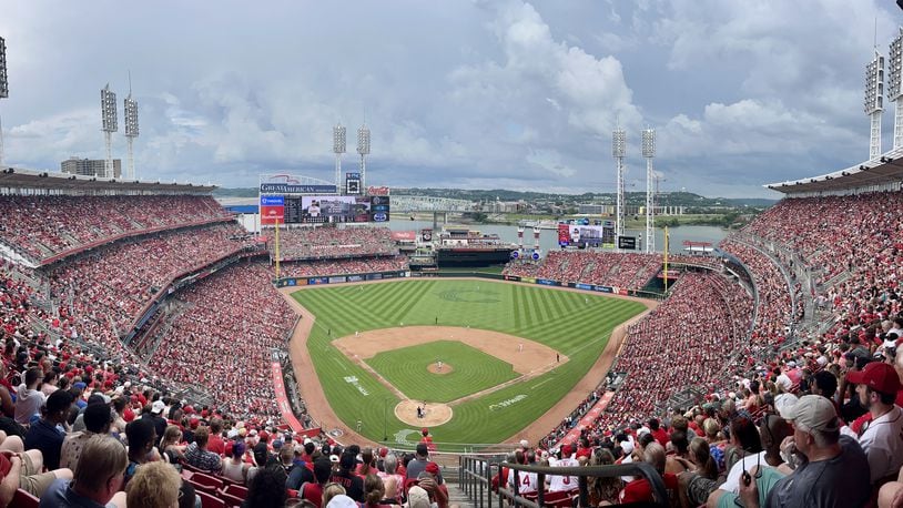 The scene as the Reds play the Padres on Sunday, July 2, 2023, at Great American Ball Park in Cincinnati. David Jablonski/Staff