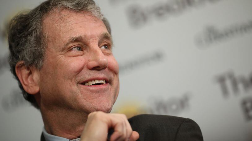 Sen. Sherrod Brown (D-OH) answers questions during a breakfast roundtable February 12, 2019 in Washington, DC. (Photo by Win McNamee/Getty Images)