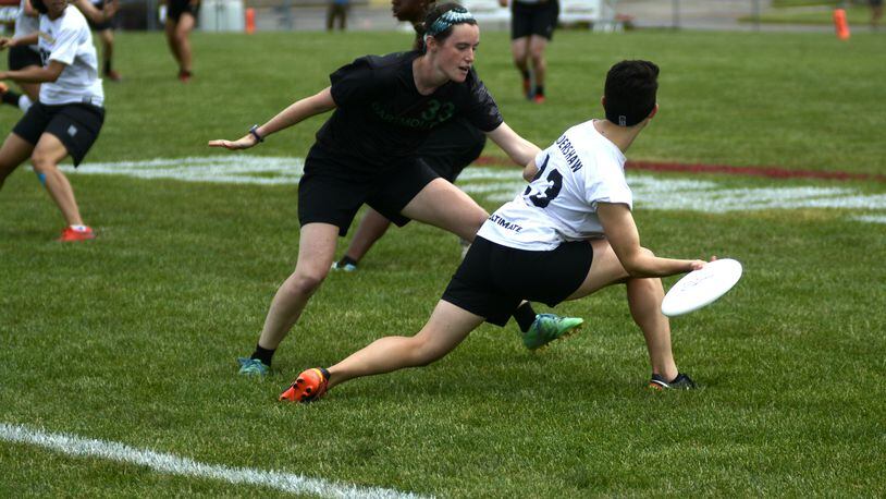 A player from the University of British Columbia club looks for a pass on Sunday, May 28, 2017 in the semi-finals matchup in the USA Ultimate Division I Women’s Championship matchup against Dartmouth. MICHAEL D. PITMAN/STAFF