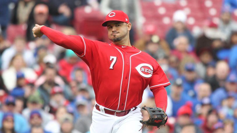 The Reds’ Eugenio Suarez against the Cubs on April 2, 2018, at Great American Ball Park in Cincinnati. David Jablonski/Staff