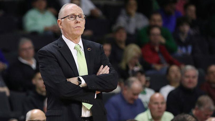 Head coach Jim Larranaga of the Miami Hurricanes looks on during the game against the Buffalo Bullagainst the Baylor Bears during the first round of the 2016 NCAA Men's Basketball Tournament at Dunkin' Donuts Center on March 17, 2016 in Providence, Rhode Island.  (Photo by Maddie Meyer/Getty Images)