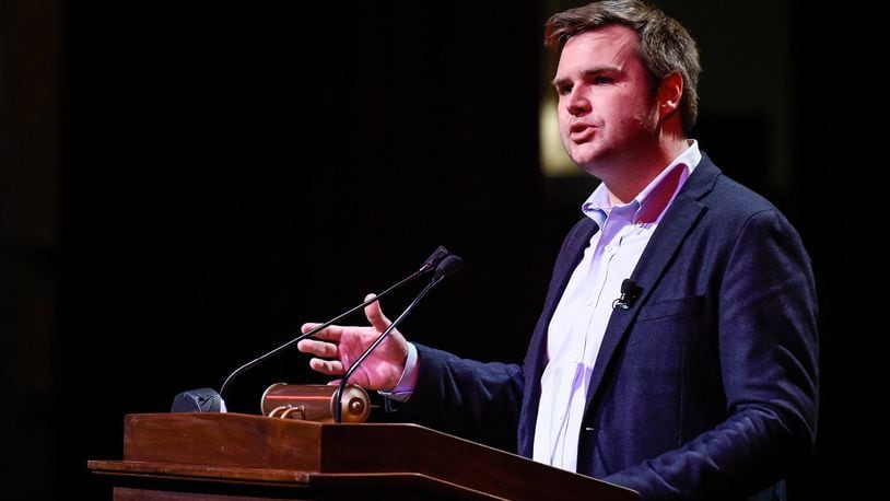 In this file photo, J.D. Vance, author of the best-selling book “Hillbilly Elegy” and Middletown native, spoke March 9 at Dave Finkelman Auditorium at Miami University Middletown campus in Middletown. NICK GRAHAM/STAFF